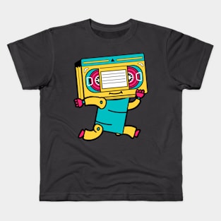 Happy Running Retro VHS Robot Kids T-Shirt